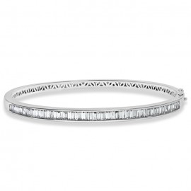 Diamonds Baguettes set in 18k White Gold, Bangle.  Diamonds Baguettes set in 18k White Gold, Bangle.