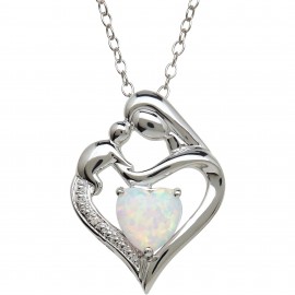 Mothers Opal and Diamond Pendant in 14k Gold  Mothers Opal and Diamond Pendant in 14k Gold