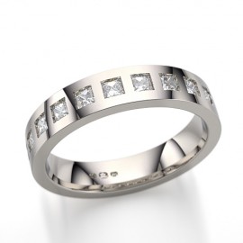 Gold Princess Cut 10 Stone Diamond Wedding Ring 4mm Gold Princess Cut 10 Stone Diamond Wedding Ring 4mm