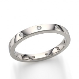 Gold 2.5mm 11 Stone Diamond Set Wedding Ring 14k