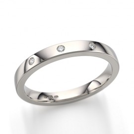 Gold 2.5mm 3 Stone Diamond Set Wedding Ring Gold 2.5mm 3 Stone Diamond Set Wedding Ring