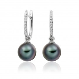 Tehitian Pearl Earring Made In 14K White gold Tehitian Pearl Earring Made In 14K White gold