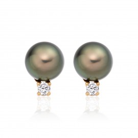 Tehitian Pearl Earring Made In 14K Yellow Gold Tehitian Pearl Earring Made In 14K Yellow Gold