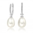 Freshwater Pearl Earring Made  In 14K White Gold