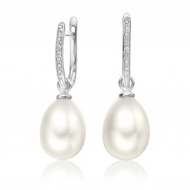 Freshwater Pearl Earring Made  In 14K White Gold Freshwater Pearl Earring Made  In 14K White Gold