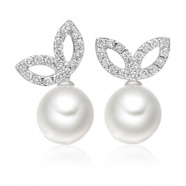 Freshwater Pearl Earring Made  In 14K White Gold Freshwater Pearl Earring Made  In 14K White Gold