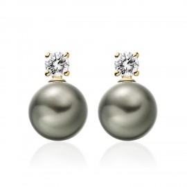 Tehitian Pearl Earring Made In 14K Yellow Gold Tehitian Pearl Earring Made In 14K Yellow Gold