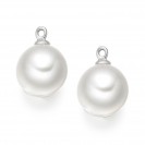 Freshwater Pearl With Aquamarine Earring Made In 14K White Gold