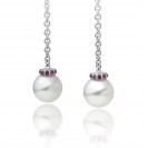 Freshwater Pearl With Pink Ruby Made In14K White Gold