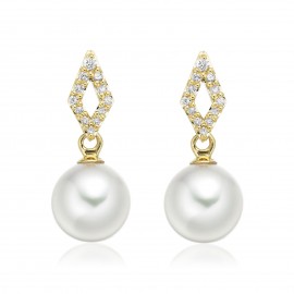 Freshwater Pearl Earring Made In 14K Yellow Gold Freshwater Pearl Earring Made In 14K Yellow Gold