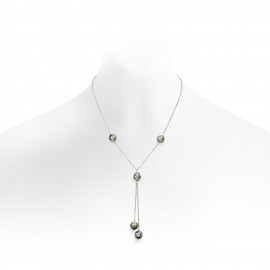 Tehitian Pearl Necklace Made In 14K White Gold Tehitian Pearl Necklace Made In 14K White Gold