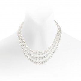 Freshwater Pearl And Diamonds Necklace Made In 14K White Gold Freshwater Pearl And Diamonds Necklace Made In 14K White Gold
