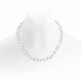 Freshwater Pearl And Diamonds Necklace Made In 14K White Gold Freshwater Pearl And Diamonds Necklace Made In 14K White Gold