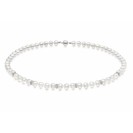 Freshwater Pearl And Diamonds Necklace Made in 14K White Gold