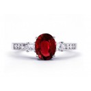 Burmese Ruby And Diamond Ring made in 14ct White Gold (1.08ct Ruby)