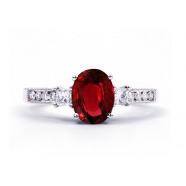 Burmese Ruby And Diamond Ring made in 14ct White Gold (1.08ct Ruby) Burmese Ruby And Diamond Ring made in 14ct White Gold (1.08ct Ruby)