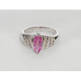 MARQUISE SHAPE PINK SAPPHIRE AND PAVÉ DIAMOND RING( 1.33ct PS)  MARQUISE SHAPE PINK SAPPHIRE AND PAVÉ DIAMOND RING( 1.33ct PS)