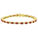 The Dazzling Burmese Ruby And Diamond Bracelet Made in 14k White Gold ( 6.01cts Ruby)