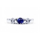 Blue Sapphire And Diamond  Ring Set in 14k White Gold ( 0.6ct BS)