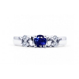 Blue Sapphire And Diamond  Ring Set in 14k White Gold ( 0.6ct BS) Blue Sapphire And Diamond  Ring Set in 14k White Gold ( 0.6ct BS)