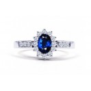 Blue Sapphire And Diamond Ring Set in White Gold ( 0.8ct Bs)