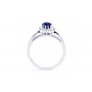 Blue Sapphire And Diamond Ring Set in White Gold ( 0.8ct Bs)