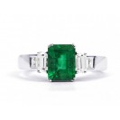 Emerald Ring with Diamonds in 14k White Gold (1.01ct Em)