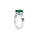 Emerald Ring with Diamonds in 14k White Gold (1.01ct Em)