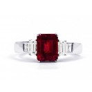  Burmese Ruby And Diamond Ring made in 14k White Gold (1.66ct Ruby)