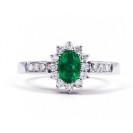  Emerald And Diamond Ring Set in White Gold ( 0.45ct Em)