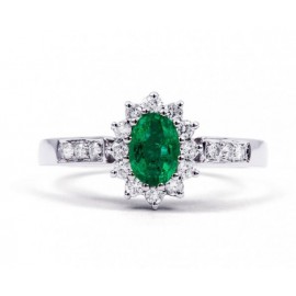 Emerald And Diamond Ring Set in White Gold ( 0.45ct Em)  Emerald And Diamond Ring Set in White Gold ( 0.45ct Em)