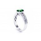 Emerald And Diamond  Ring Set in 14k White Gold( 0.9ct EM)