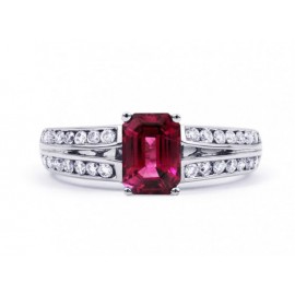 Burmese Ruby And Diamond  Ring Set in 14k White Gold ( 1.15ct Ruby) Burmese Ruby And Diamond  Ring Set in 14k White Gold ( 1.15ct Ruby)