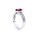 Burmese Ruby And Diamond  Ring Set in 14k White Gold ( 1.15ct Ruby)