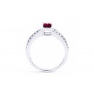Burmese Ruby And Diamond  Ring Set in 14k White Gold ( 1.15ct Ruby)