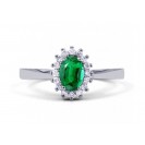 Emerald And Diamond Ring made in 14ct White Gold ( 0.3ct Em)