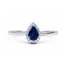Blue Sapphire And Diamond Ring With 14k in White Gold (0.38ct Bs)
