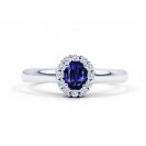 Blue Sapphire And Diamond Ring made in 14k White Gold(0.5ct Bs)