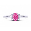 Pink Sapphire And Diamond Ring in 14k White Gold (0.60 ct PS) 