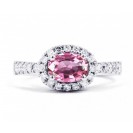 Pink Sapphire And Diamond  Ring made in 14k White Gold ( 0.6ct PS)