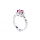 Pink Sapphire And Diamond  Ring made in 14k White Gold ( 0.6ct PS)