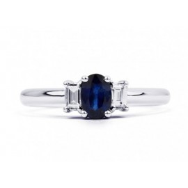 Blue Sapphire and Diamonds set in 14k White Gold (0.52ct Bs) Blue Sapphire and Diamonds set in 14k White Gold (0.52ct Bs)