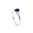 Blue Sapphire and Diamonds set in 14k White Gold (0.52ct Bs)