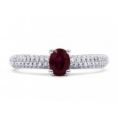 Burmese Ruby And Diamond Ring Set in 14k White Gold ( 0.47ct Ruby)