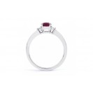 Burmese Ruby ring with Baguette Diamonds made in 14k White Gold (1.01 ct Ruby)