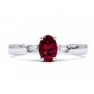 Burmese Ruby And Diamond  Ring Set in 14k White Gold( 0.6ct Ruby)