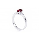  Burmese Ruby And Diamond  Ring Set in 14k White Gold( 0.6ct Ruby)