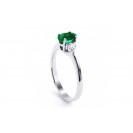 Emerald and Diamond ring made in 14k White Gold (0.85 ct Em)