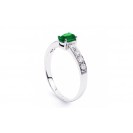 Emerald And Diamond  Ring made in 14k White Gold ( 0.43ct Em)