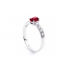 Burmese Ruby And Diamond Ring Set in 14k White Gold ( 0.35ct Ruby)
